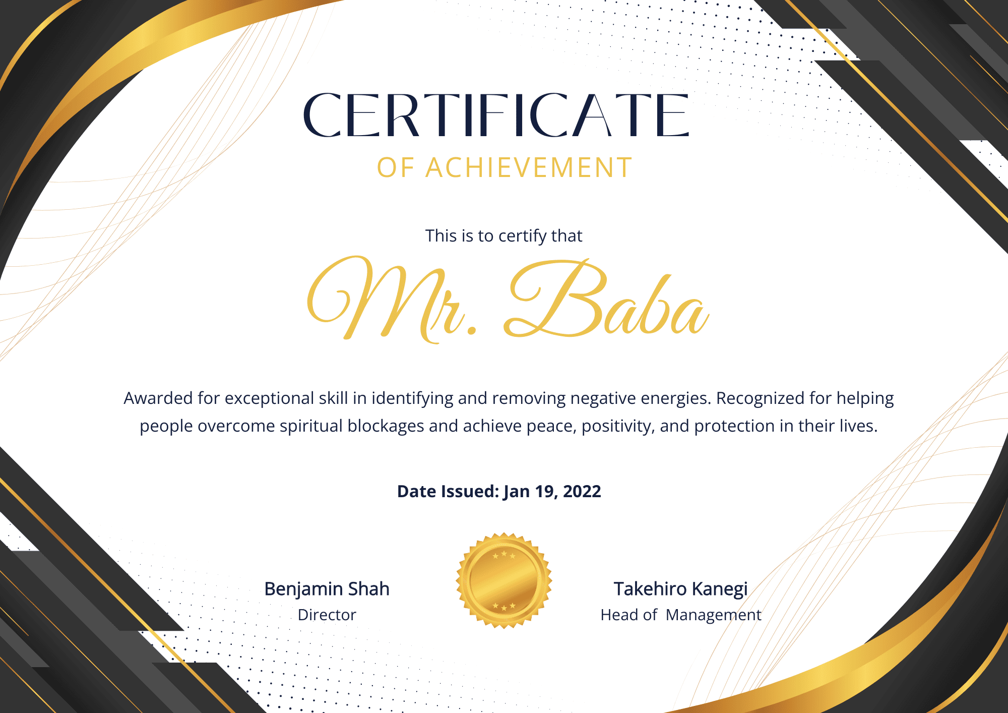 Spiritual Heals certificate 7