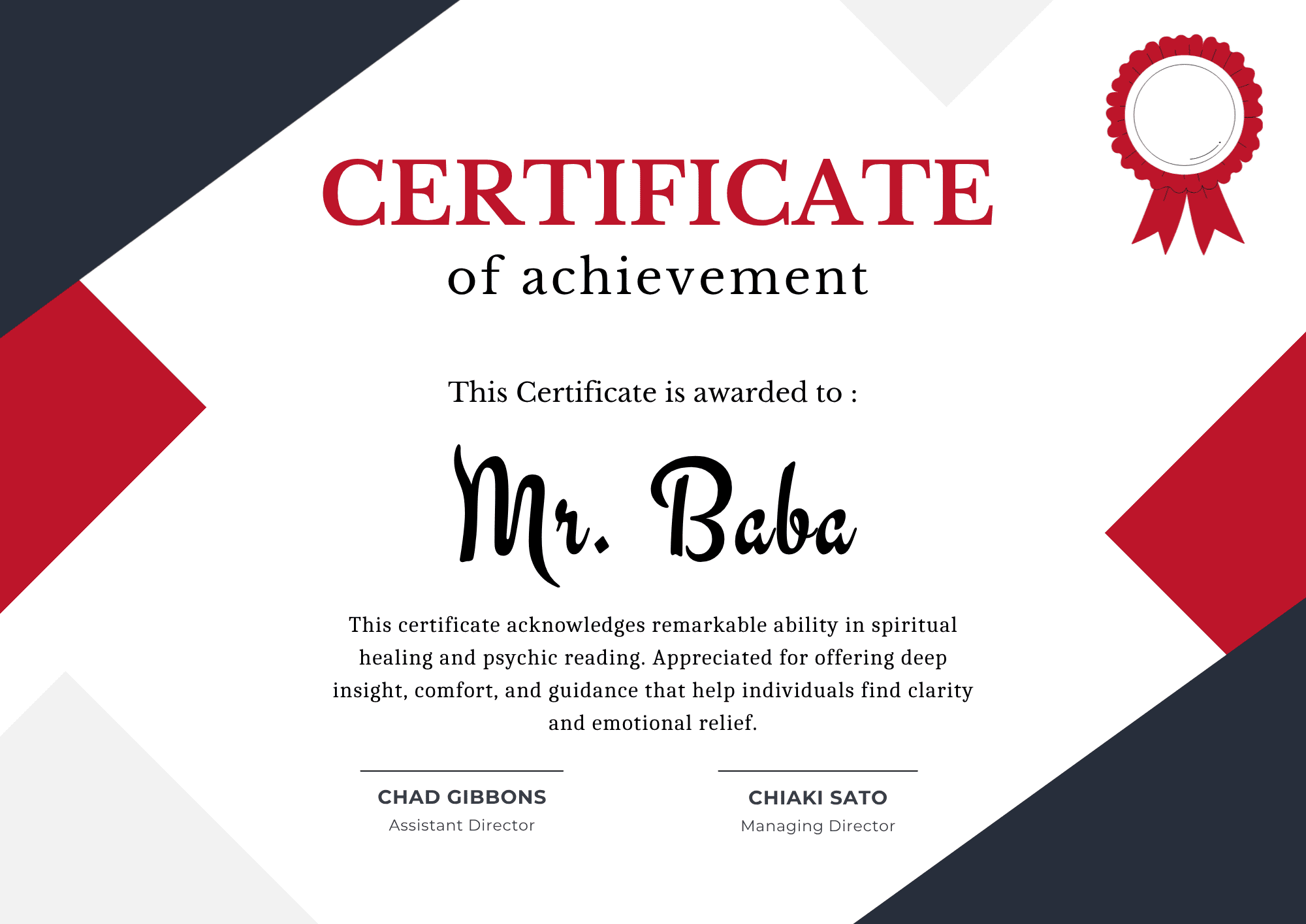 Spiritual Heals certificate 6