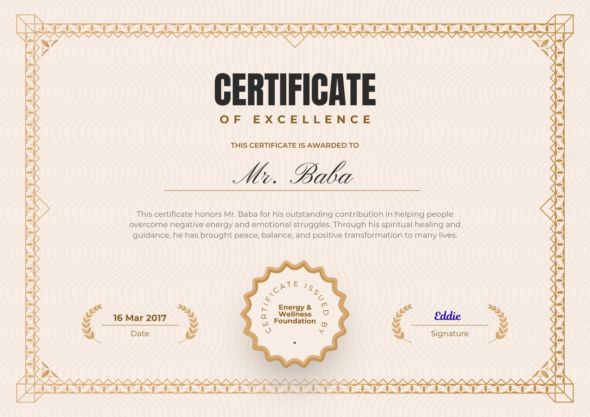 Spiritual Heals certificate 4
